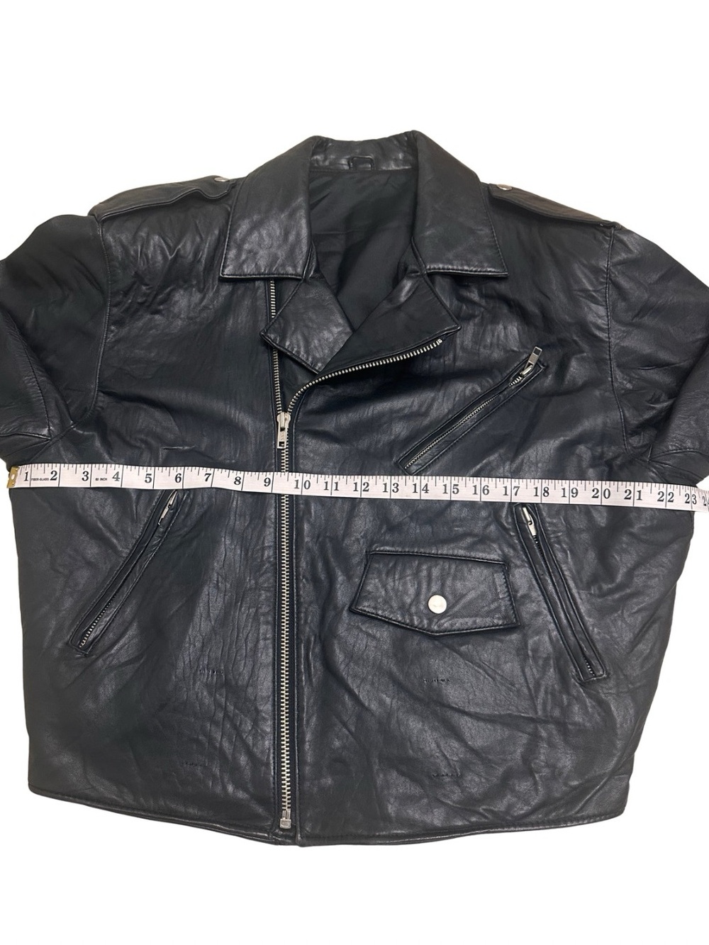Vtg Tannery West 90’s Blk Leather Asymmetric Zip Moto JKT Small Thermolite Biker - Picture 9 of 12